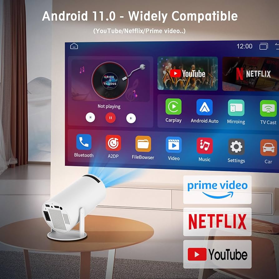 【美品】スマートプロジェクターhy300pro Amazon.com: HY300 Pro Mini Projector Wifi 6 BT5.0 With